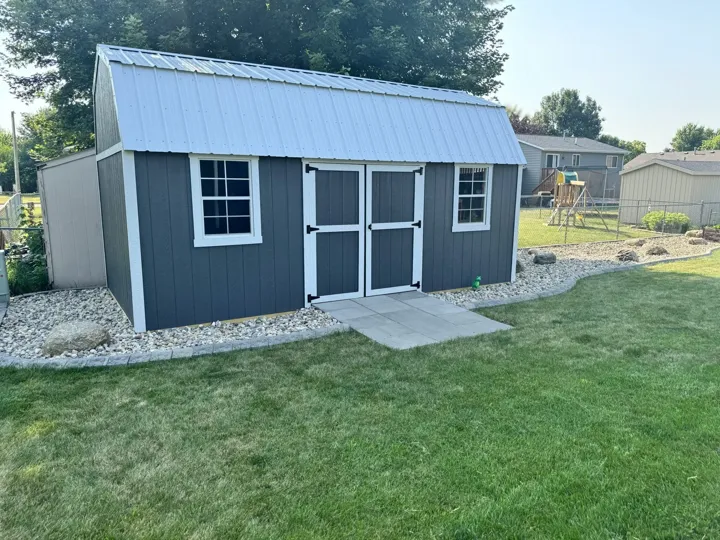 Blue Shed & Rock Border