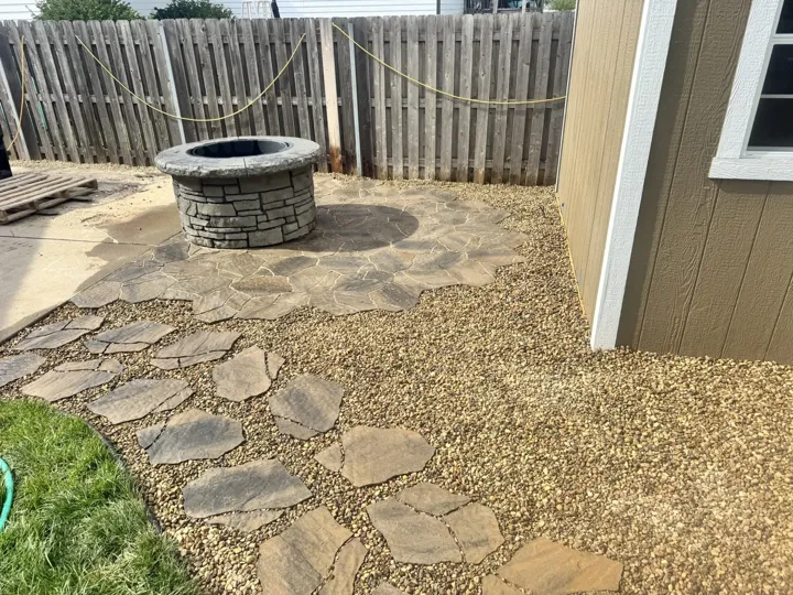 Firepit & Flagstone Patio