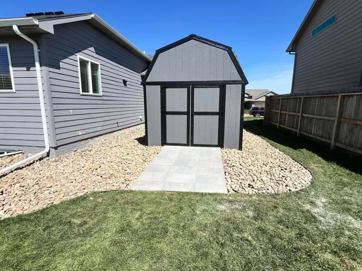 Barn-Style Shed & Rock Beds