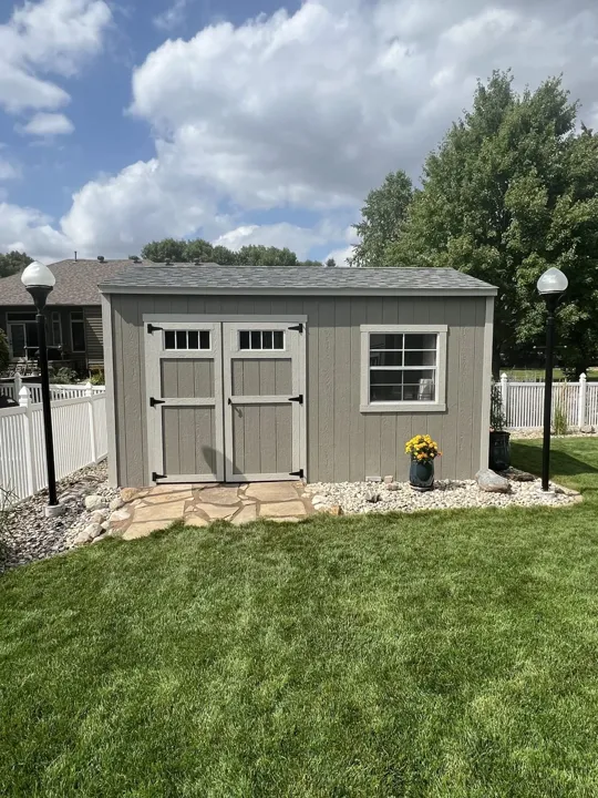 Gray Shed & Stone Entry