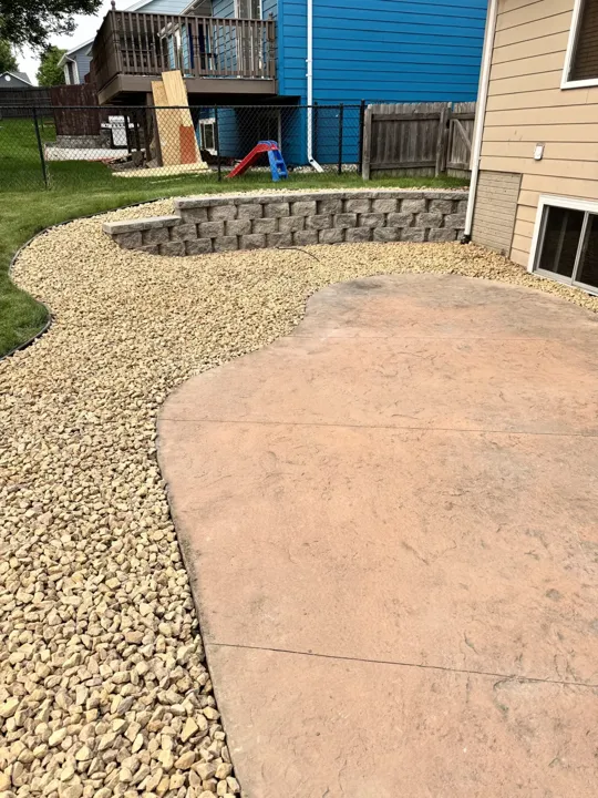Stamped Patio & Retaining Wall